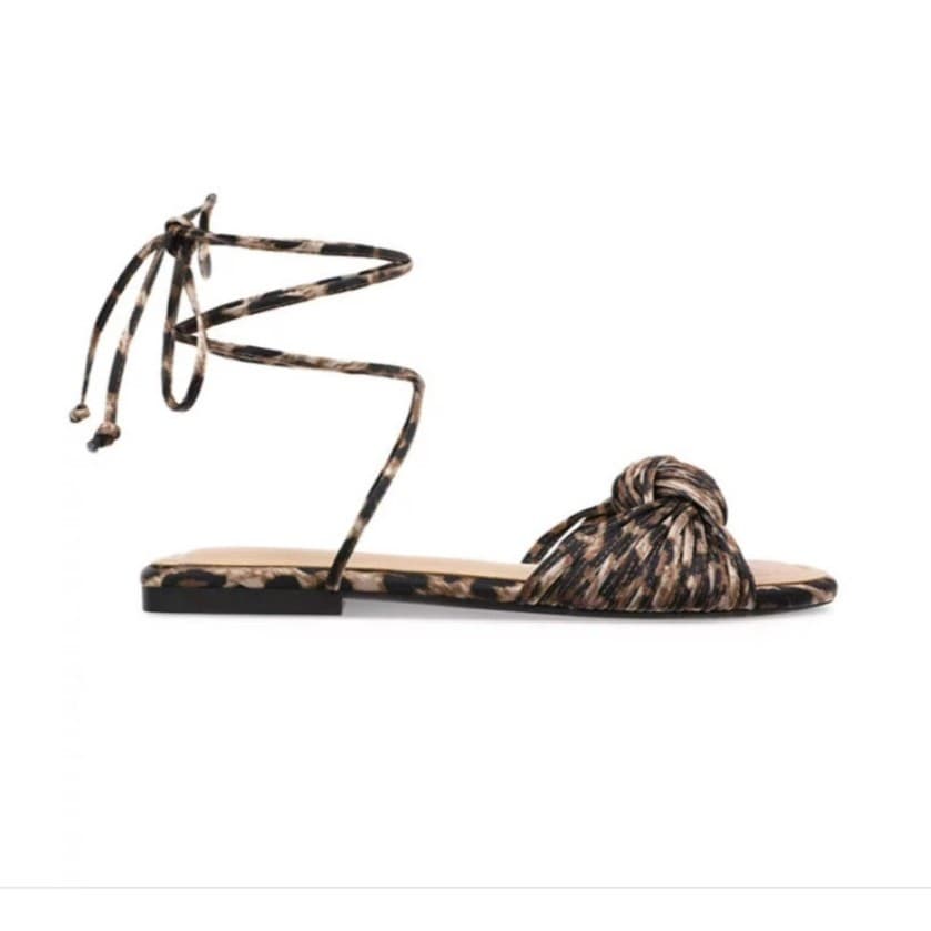 NEW - On 34th Jenniee Women’s Leopard Print Lace Up Flat Sandals Size 5.5 - Thumbnail 7