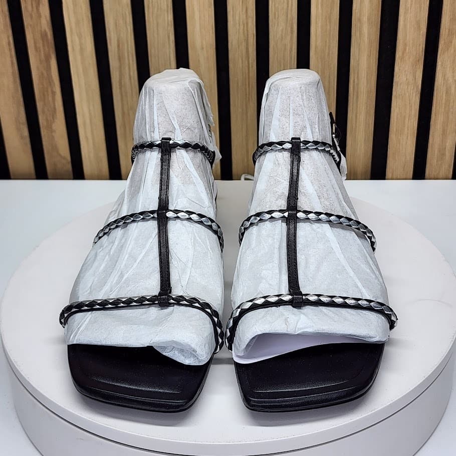 NEW - Marc Fisher LTD Maze Women’s Black Braided Caged Flat Sandals Size 10 - Thumbnail 7
