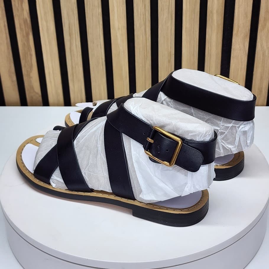 NEW - Marc Fisher LTD Lollie Women’s Black Strappy Flat Sandals Size 7 - Thumbnail 4