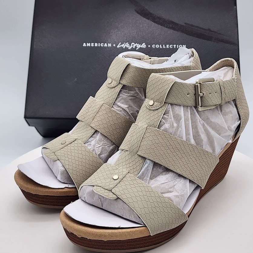 NEW Dr. Scholl's Barton Grey Wedge Sandals Women's Size 6.5M Platform Shoes - Thumbnail 5