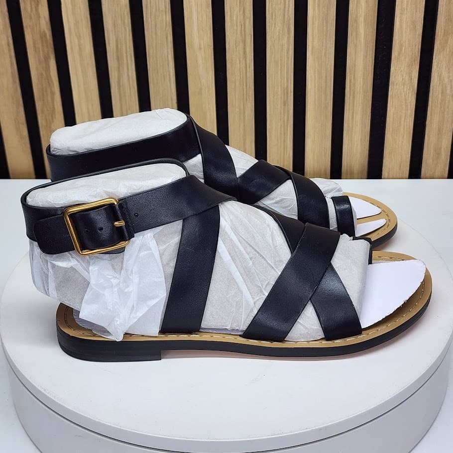 NEW - Marc Fisher LTD Lollie Women’s Black Strappy Flat Sandals Size 7 - Thumbnail 2