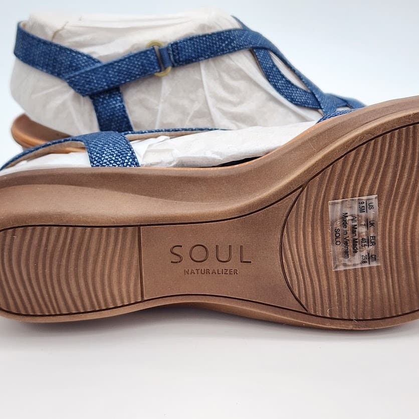 NEW SOUL Naturalizer Women's Blue Strappy Comfort Sandals Size 9.5M Slingback - Thumbnail 8