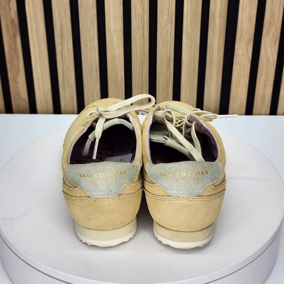 Sam Edelman Women’s Beige Suede & Woven Lace-Up Sneakers - Size 6.5 M - Thumbnail 4