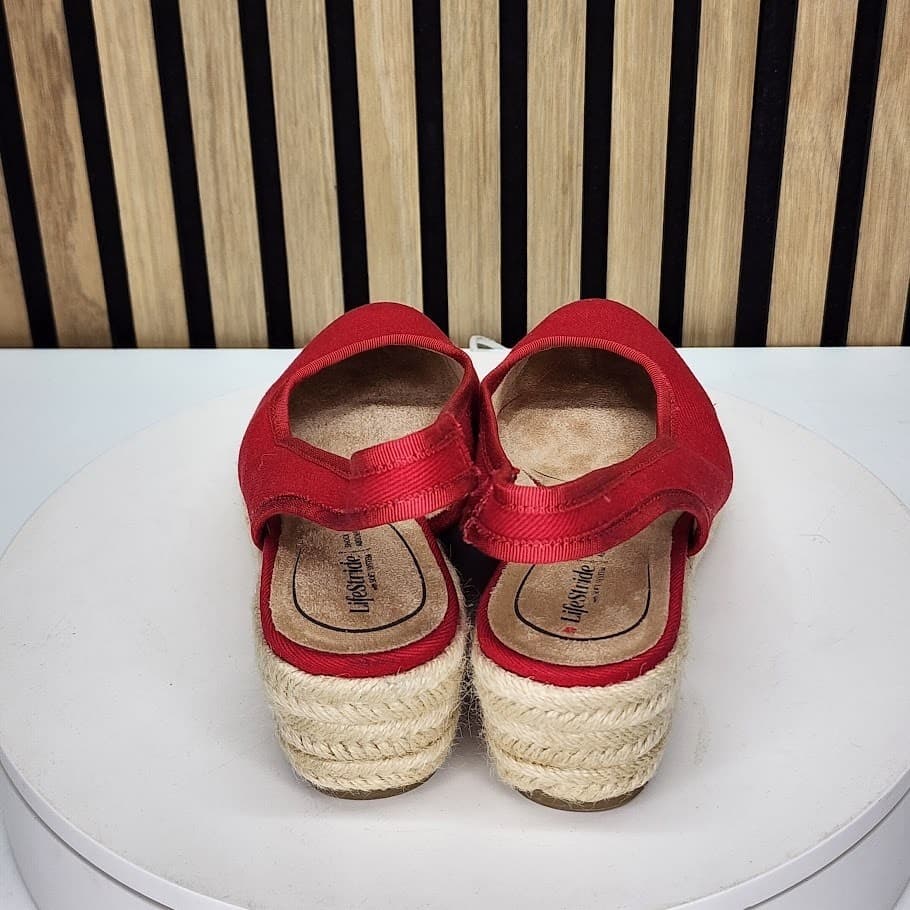 LifeStride Women’s Red Espadrille Slingback Wedge Sandals - 7.5 - Thumbnail 3