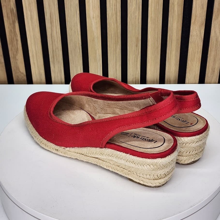 LifeStride Women’s Red Espadrille Slingback Wedge Sandals - 7.5 - Thumbnail 4