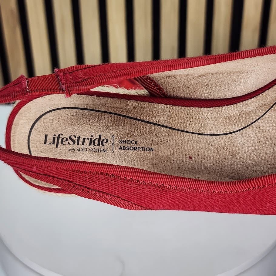 LifeStride Women’s Red Espadrille Slingback Wedge Sandals - 7.5 - Thumbnail 10