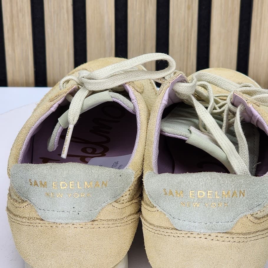 Sam Edelman Women’s Beige Suede & Woven Lace-Up Sneakers - Size 6.5 M - Thumbnail 5