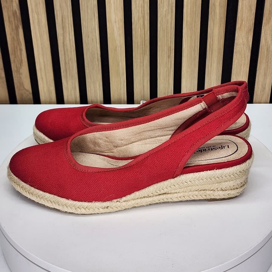 LifeStride Women’s Red Espadrille Slingback Wedge Sandals - 7.5 - Thumbnail 5