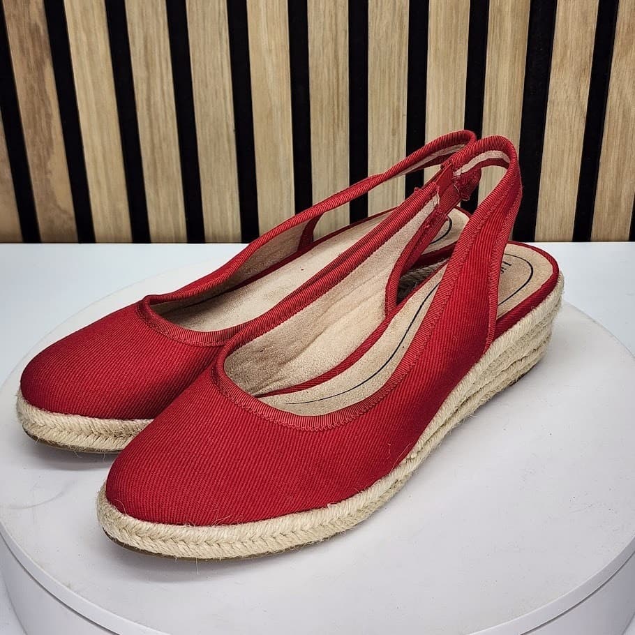 LifeStride Women’s Red Espadrille Slingback Wedge Sandals - 7.5 - Thumbnail 6
