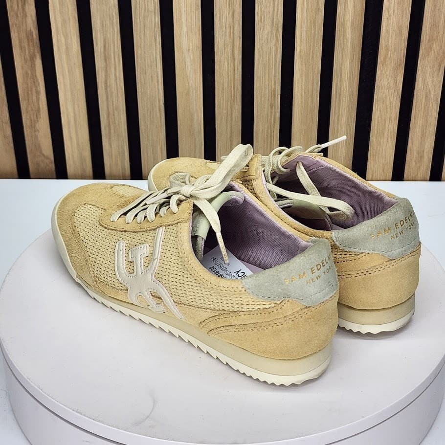 Sam Edelman Women’s Beige Suede & Woven Lace-Up Sneakers - Size 6.5 M - Thumbnail 6