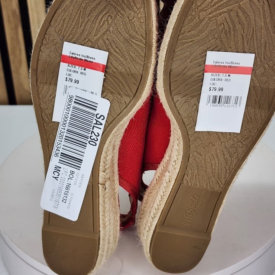 LifeStride Women’s Red Espadrille Slingback Wedge Sandals - 7.5 - Thumbnail 8