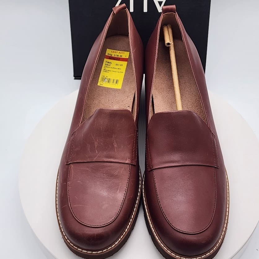 NEW Naturalizer Darry Cabernet Leather Lug Sole Loafers Women's Size 12M Comfort - Thumbnail 7