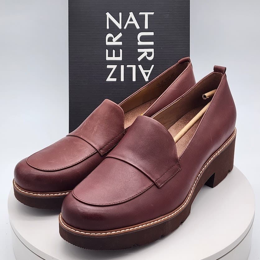 NEW Naturalizer Darry Cabernet Leather Lug Sole Loafers Women's Size 12M Comfort - Thumbnail 5