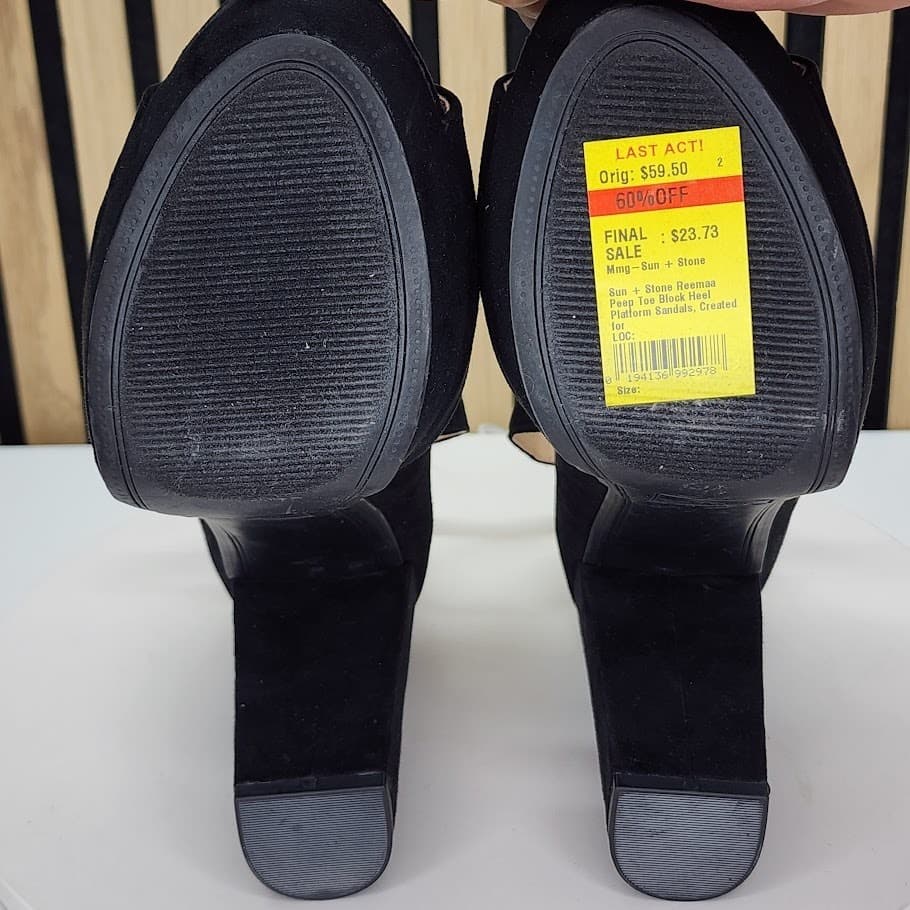 Sun + Stone Women’s Black Platform Block Heel Shoes - Size 10 M - Thumbnail 9
