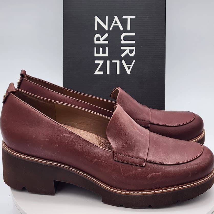 NEW Naturalizer Darry Cabernet Leather Lug Sole Loafers Women's Size 12M Comfort - Thumbnail 2