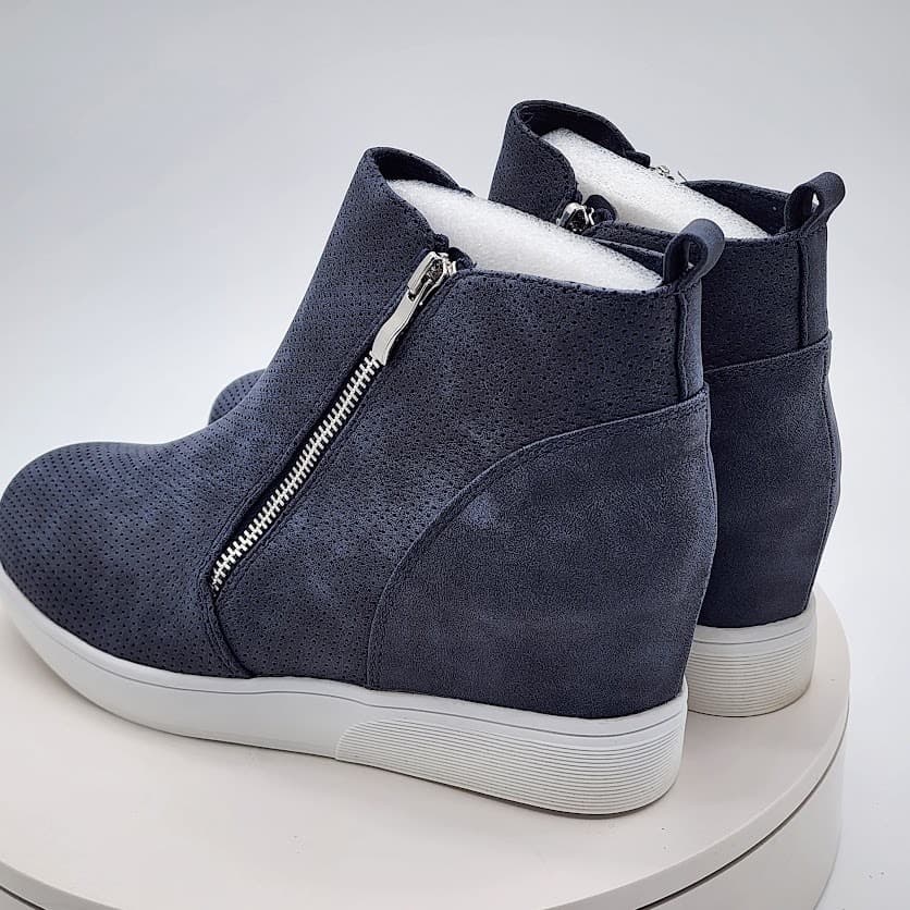 NEW Journee Collection Pennelope Blue Wedge Sneakers Women's Size 10 Side Zip - Thumbnail 4