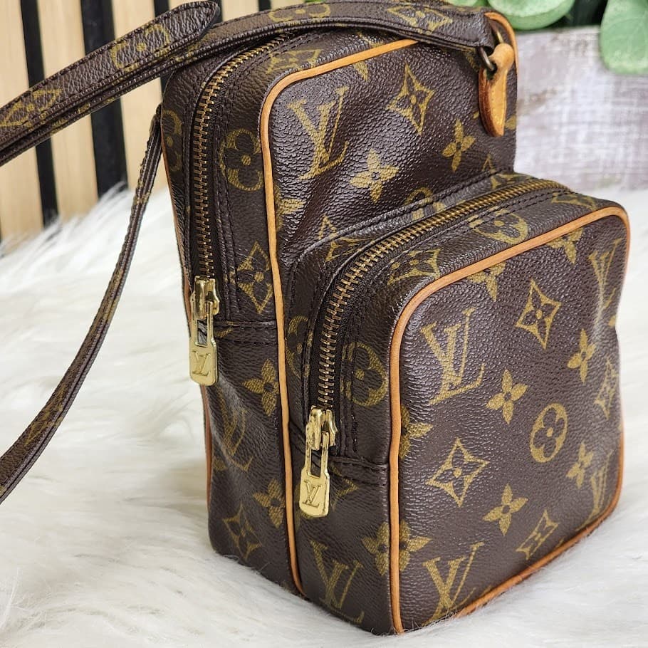 Authentic Louis Vuitton Monogram Mini Amazon Crossbody Bag Brown Vintage - Thumbnail 3