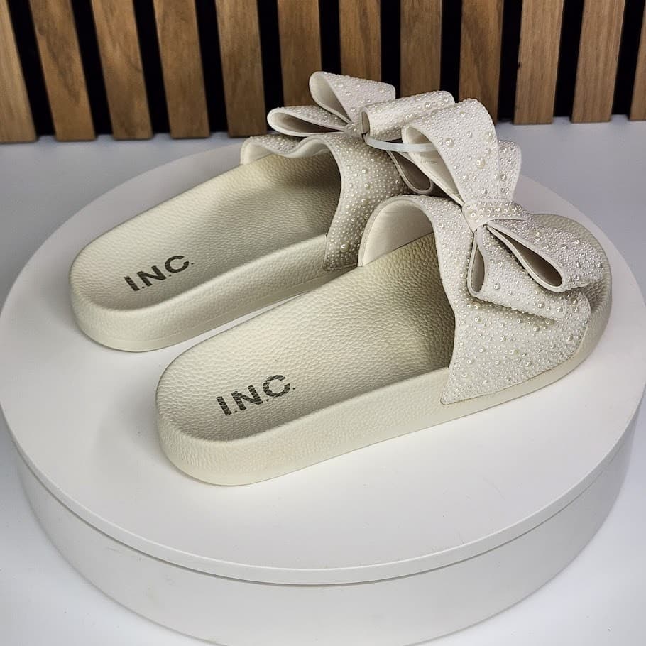 NEW - INC International Concepts Peymin Women’s Pearl Rhinestone Slides Size 6 - Thumbnail 2