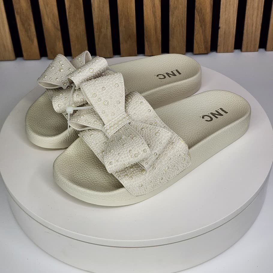 NEW - INC International Concepts Peymin Women’s Pearl Rhinestone Slides Size 6 - Thumbnail 4