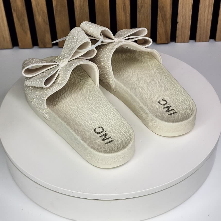 NEW - INC International Concepts Peymin Women’s Pearl Rhinestone Slides Size 6 - Thumbnail 3