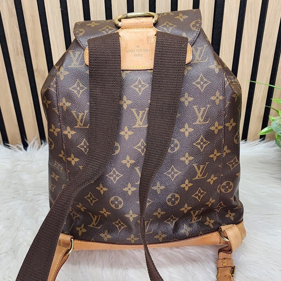 Authentic Louis Vuitton Montsouris GM Monogram Backpack Brown Canvas Vintage - Thumbnail 3
