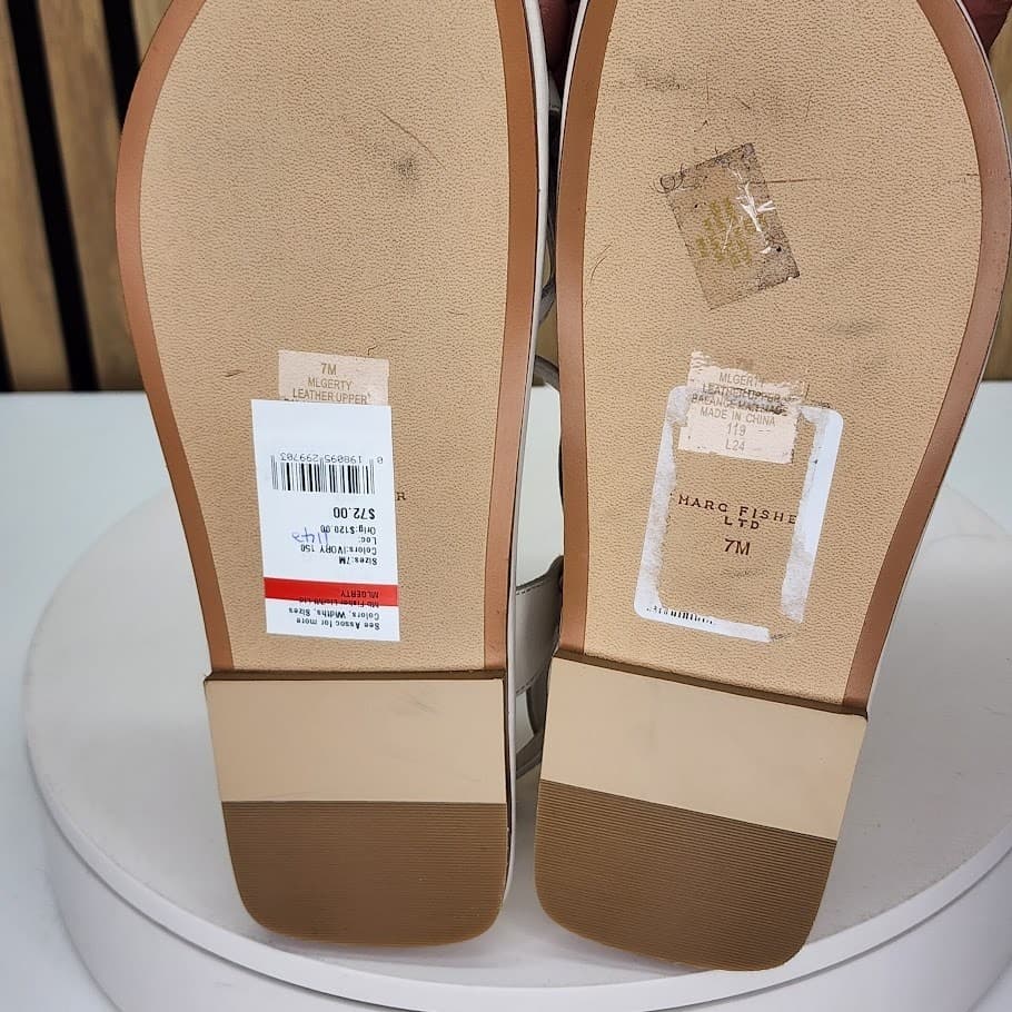 Marc Fisher LTD Women’s White Toe Ring Strappy Flat Sandals Size 7M - Thumbnail 7