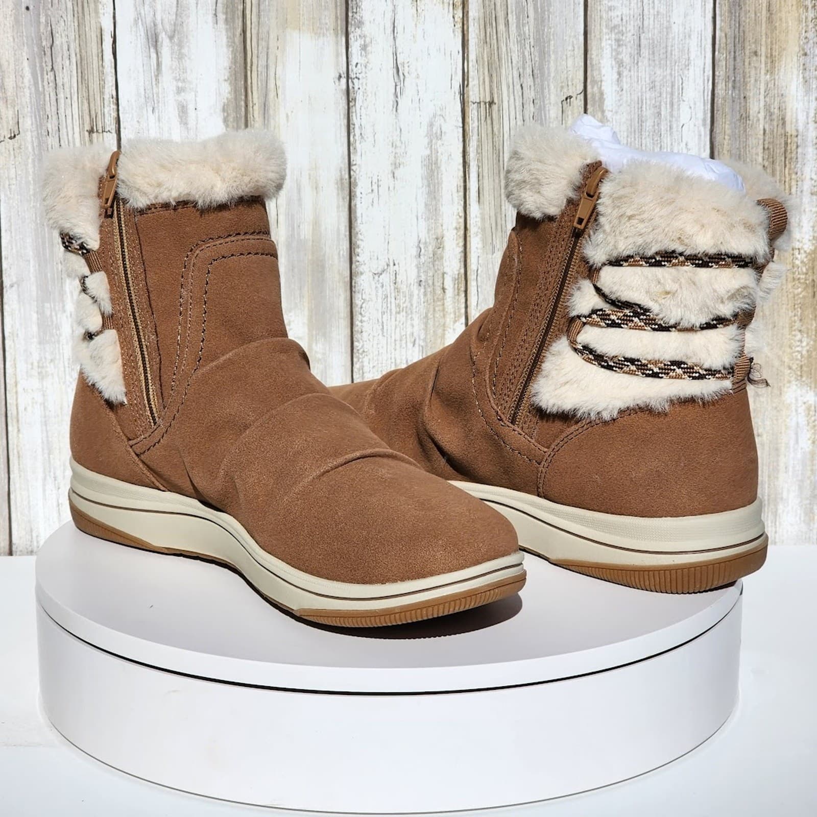 NEW - Clarks Women's Cloudsteppers Breeze Cozy Boots - Size 6 M - Dark Sand - Thumbnail 5