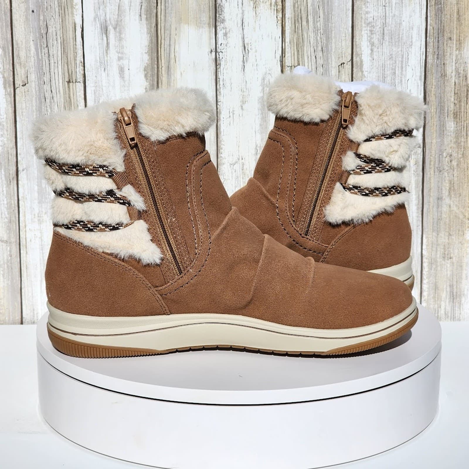 NEW - Clarks Women's Cloudsteppers Breeze Cozy Boots - Size 6 M - Dark Sand - Thumbnail 6