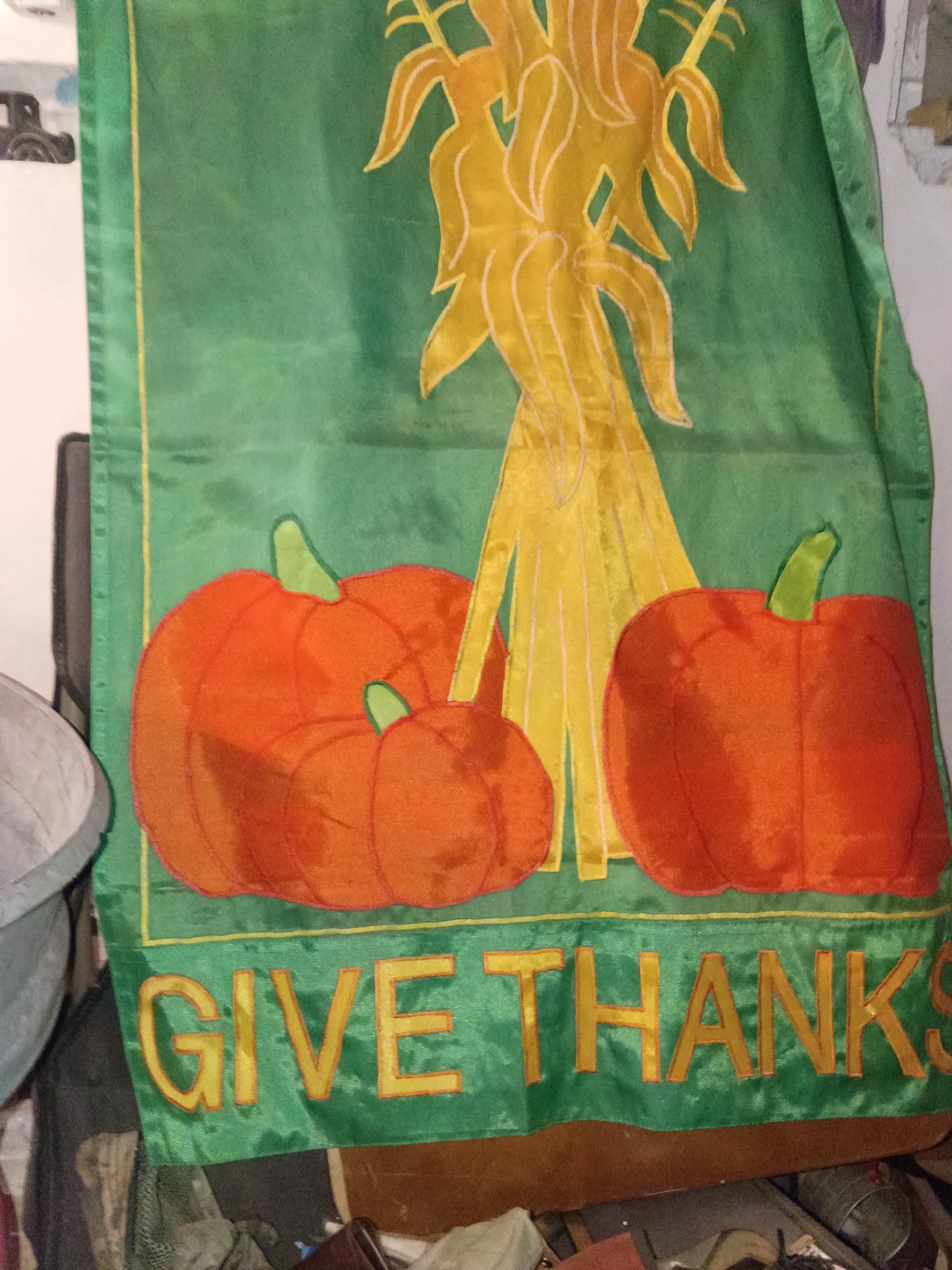 Thanksgiving Garden Flag with Pumpkins and Corn - Thumbnail 2
