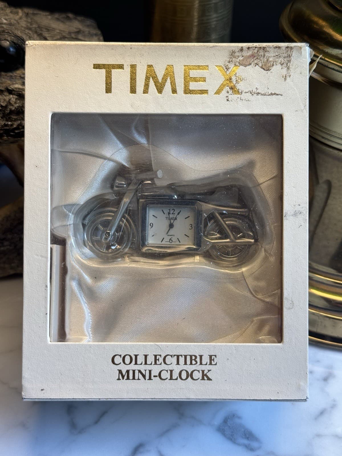 New Vintage Timex Collectible Mini Clock Motorcycle w/ Box Japan Quartz - Thumbnail 2