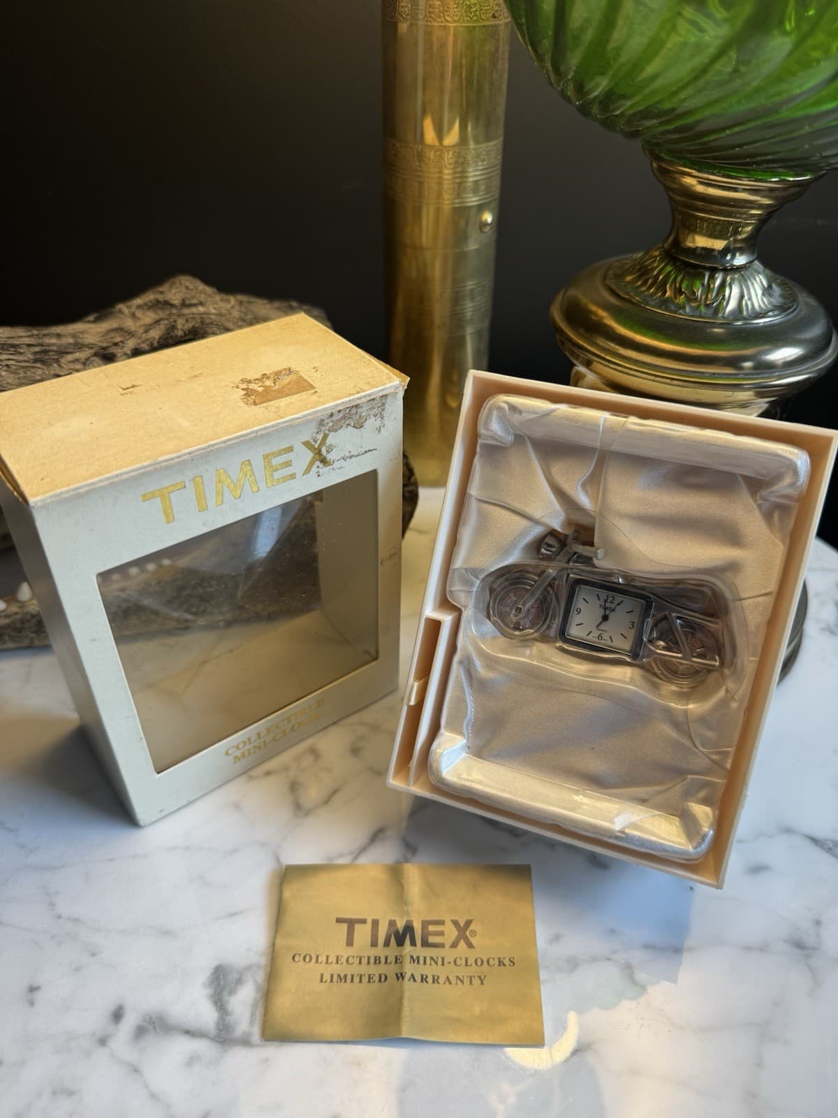 New Vintage Timex Collectible Mini Clock Motorcycle w/ Box Japan Quartz - Thumbnail 4