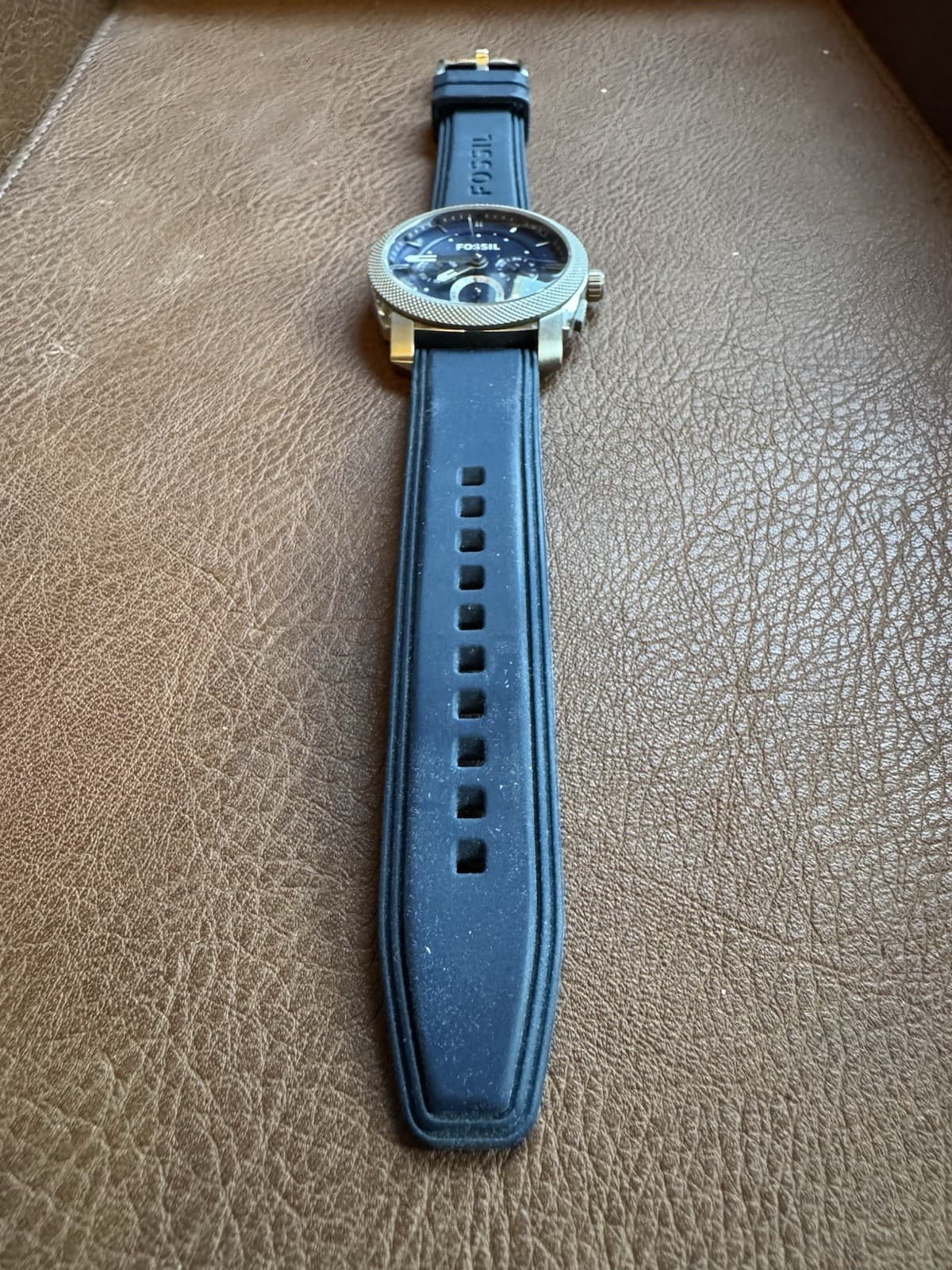 Fossil Blue Machine Chronograph 42mm Stainless Steel Watch Silicone Strap Date - Thumbnail 4