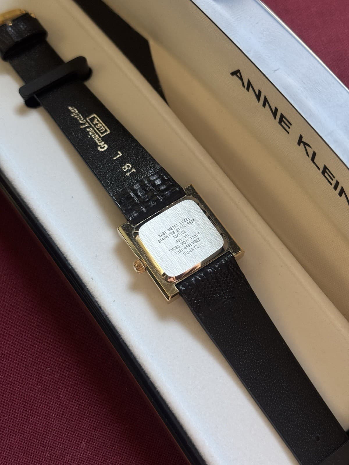 Vintage NOS Anne Klein II Art Deco Square Crystal MOP Dial w/ Original Box - Thumbnail 3