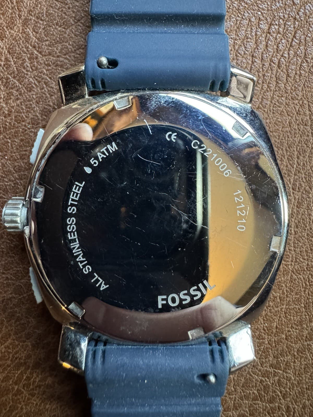 Fossil Blue Machine Chronograph 42mm Stainless Steel Watch Silicone Strap Date - Thumbnail 2