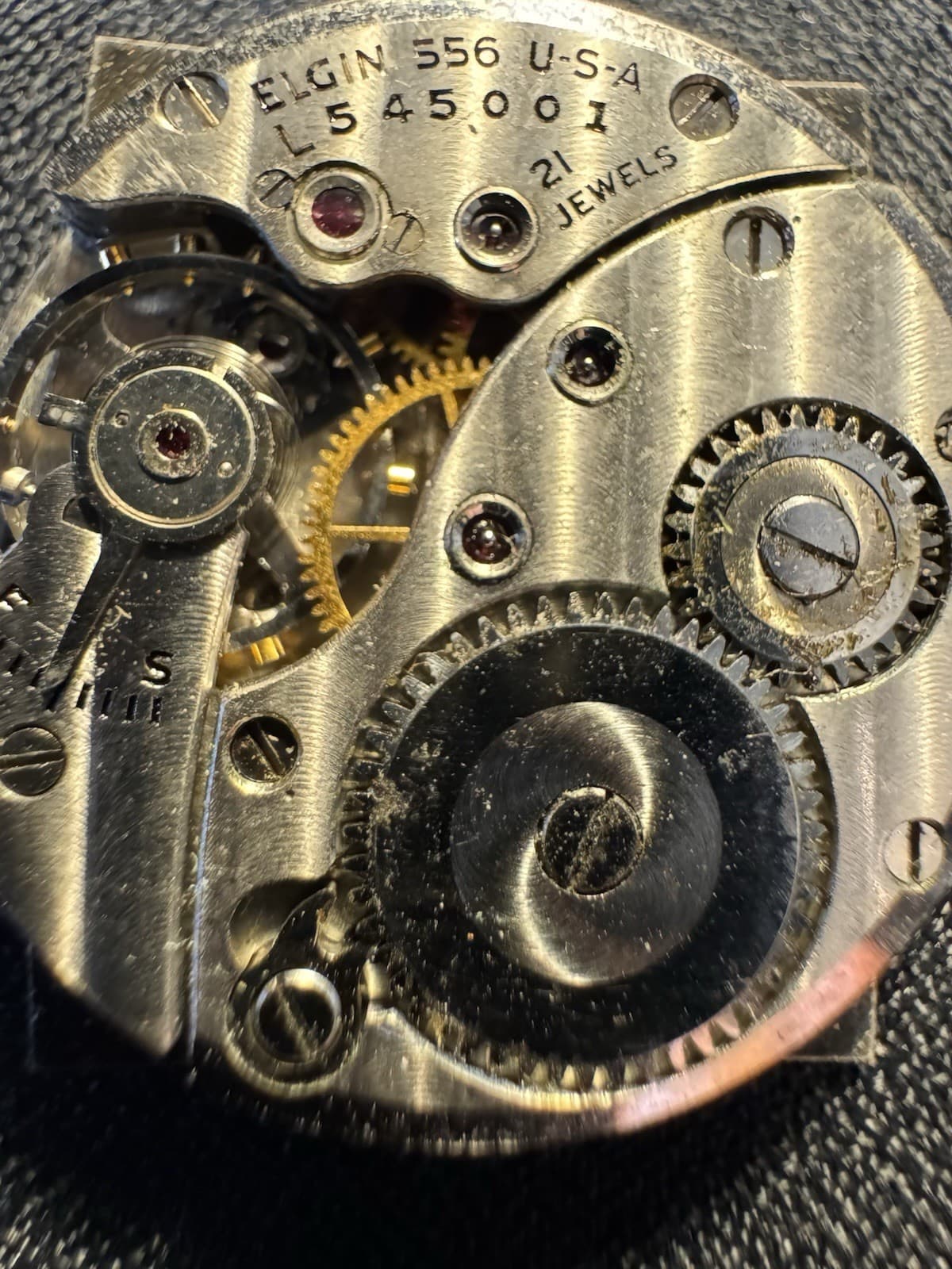 Vintage Lord Elgin 21 Jewel Watch Movement Cal 556 Art Deco Dial Non-Working - Thumbnail 7