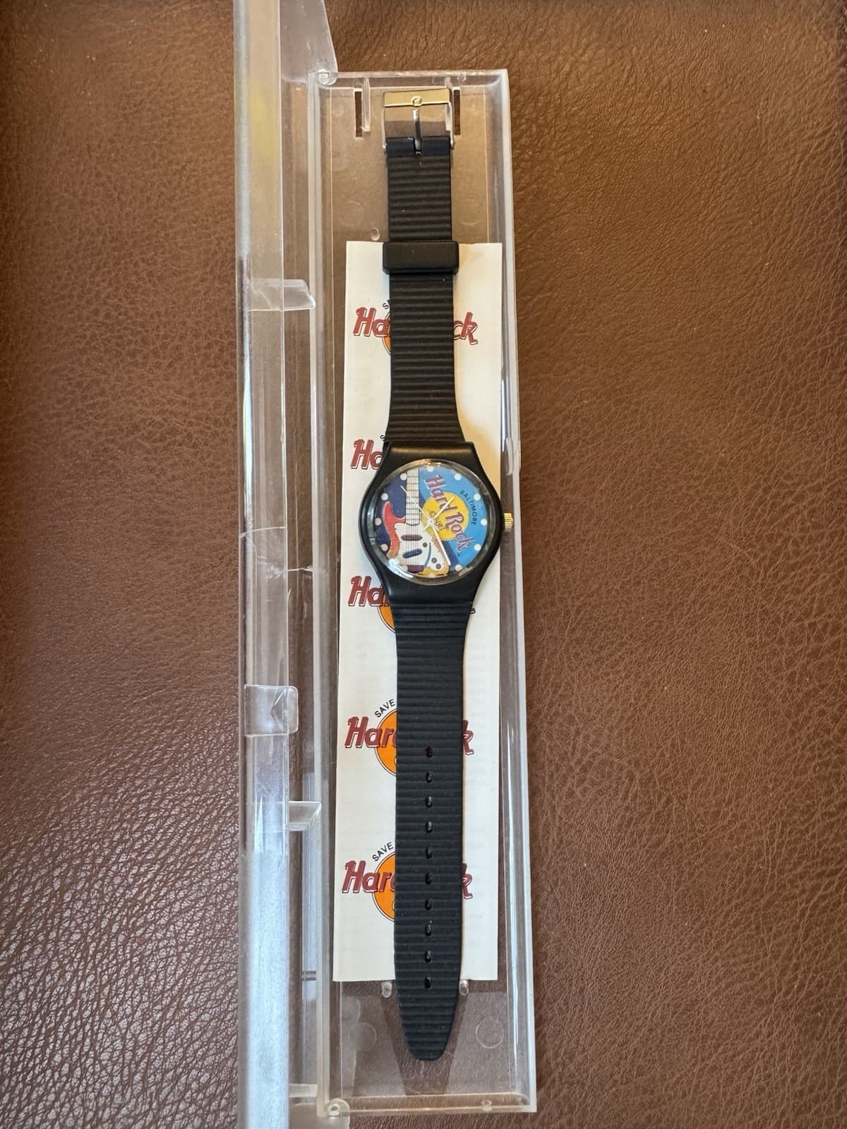 Vintage Hard Rock Cafe Baltimore Guitar Dial Watch w/ Original Case 0185-13000 - Thumbnail 5