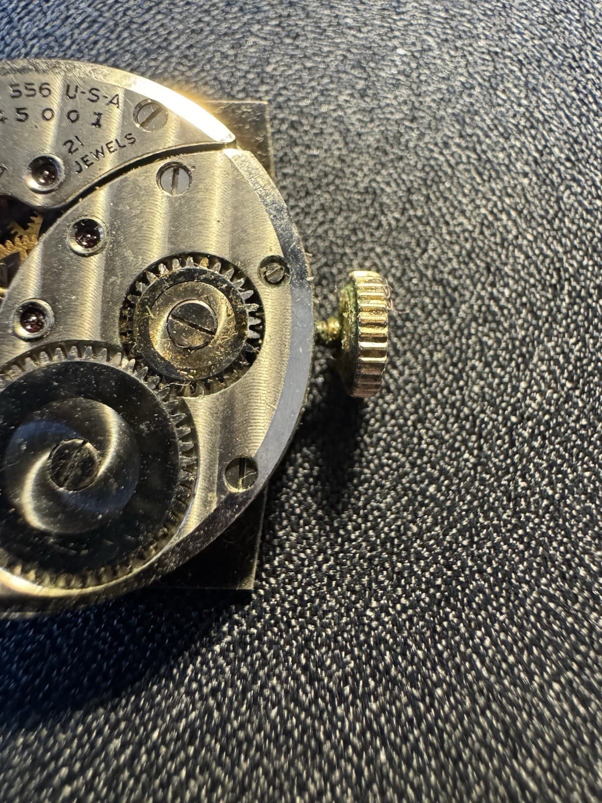 Vintage Lord Elgin 21 Jewel Watch Movement Cal 556 Art Deco Dial Non-Working - Thumbnail 6