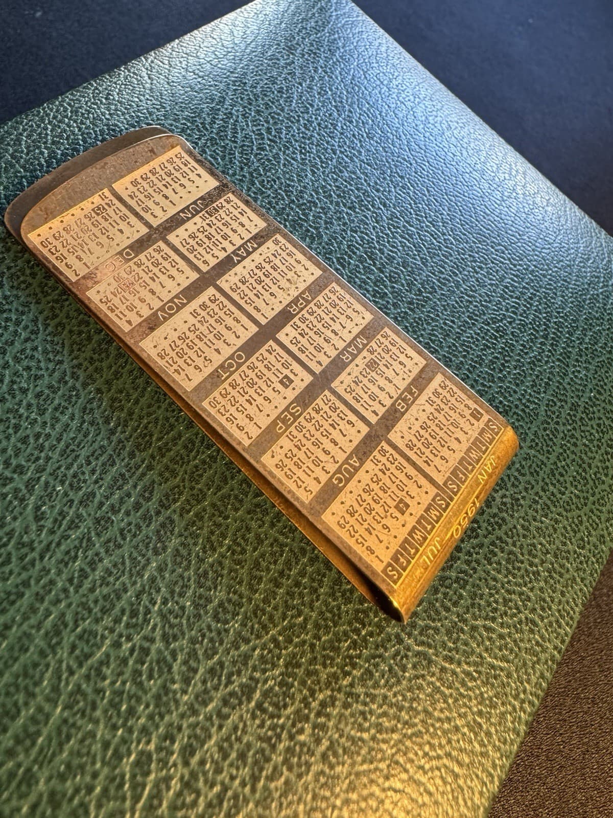 VTG 1950-1951 Calendar Money Clip Gold Tone Mid Century Pocket Clip Accessory - Thumbnail 2