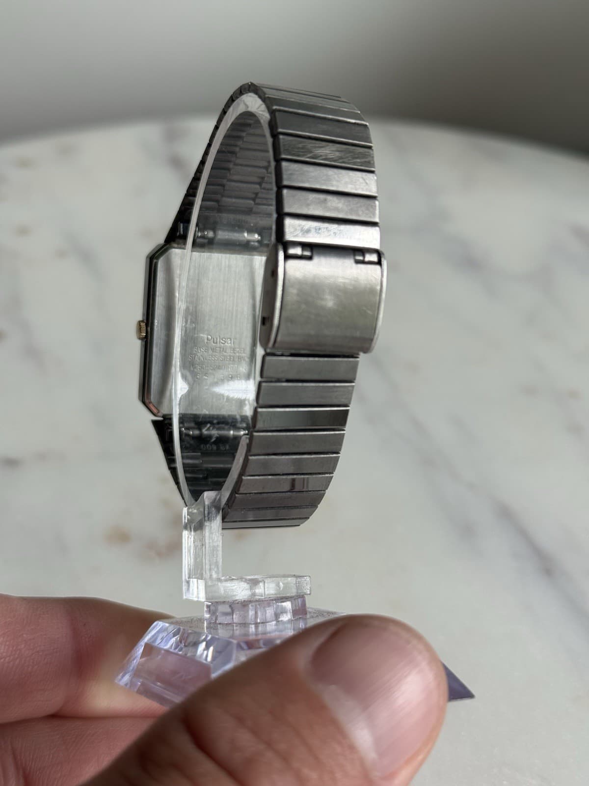 Vintage Pulsar Quartz Tank V250-5240 Graphite Gold Accents Adjustable Clasp 27mm - Thumbnail 6