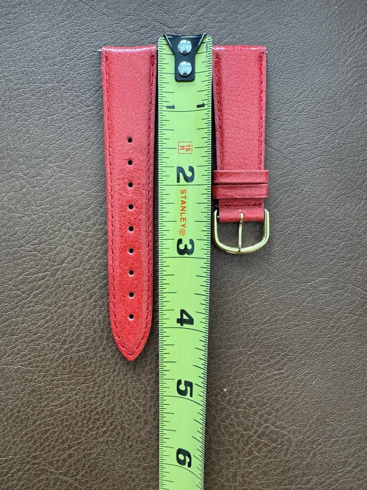 Vintage Red Genuine Leather GUESS Watch Strap 20mm Two-Piece Replacement Band - Thumbnail 5