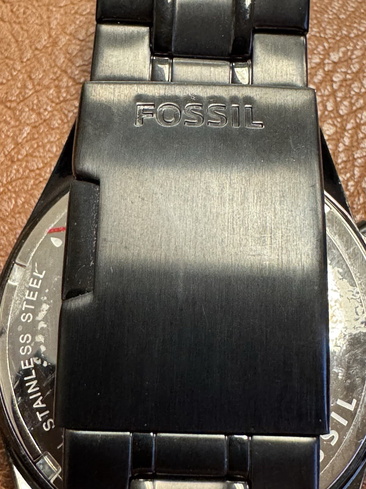 Fossil CH2601 Black Chronograph Watch NOS 46.5mm Tachymeter Date Steel Bracelet - Thumbnail 5