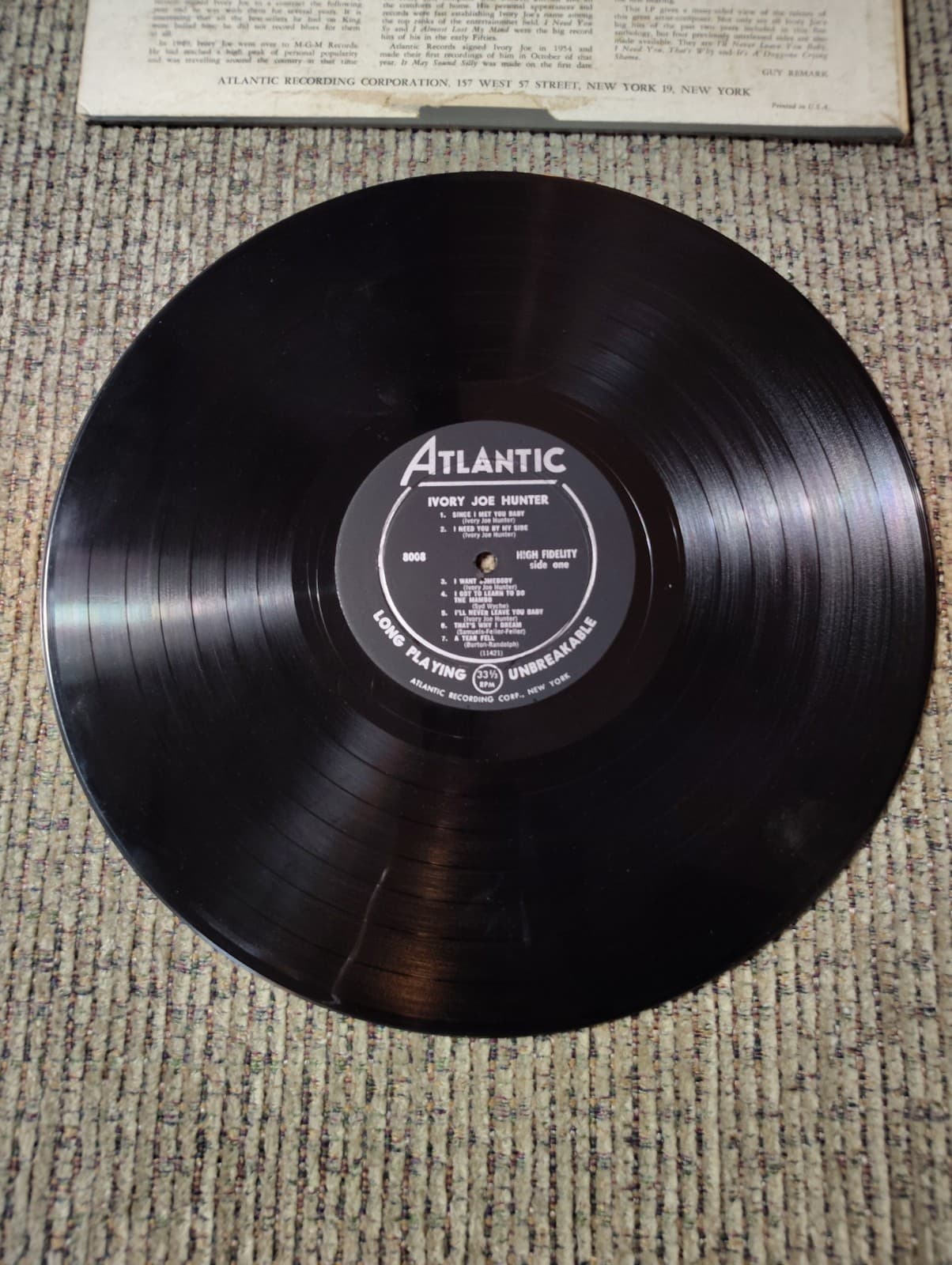 IVORY JOE HUNTER LP on ATLANTIC LABEL #8008 " ROCK & ROLL " From 1959 DG - Thumbnail 4