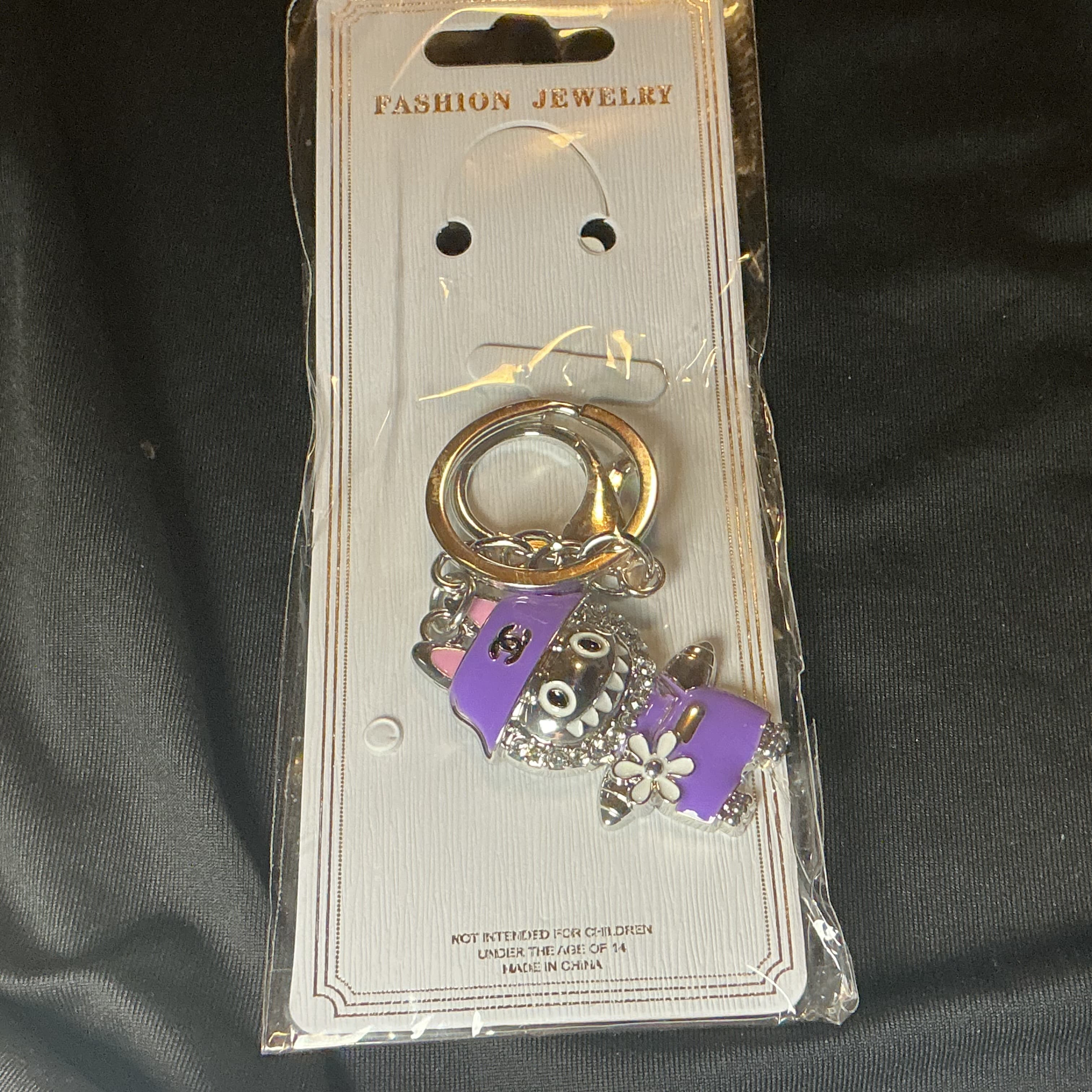 ★ Purple Uniform Mascot Keychain Gold Hardware Bag Charm New