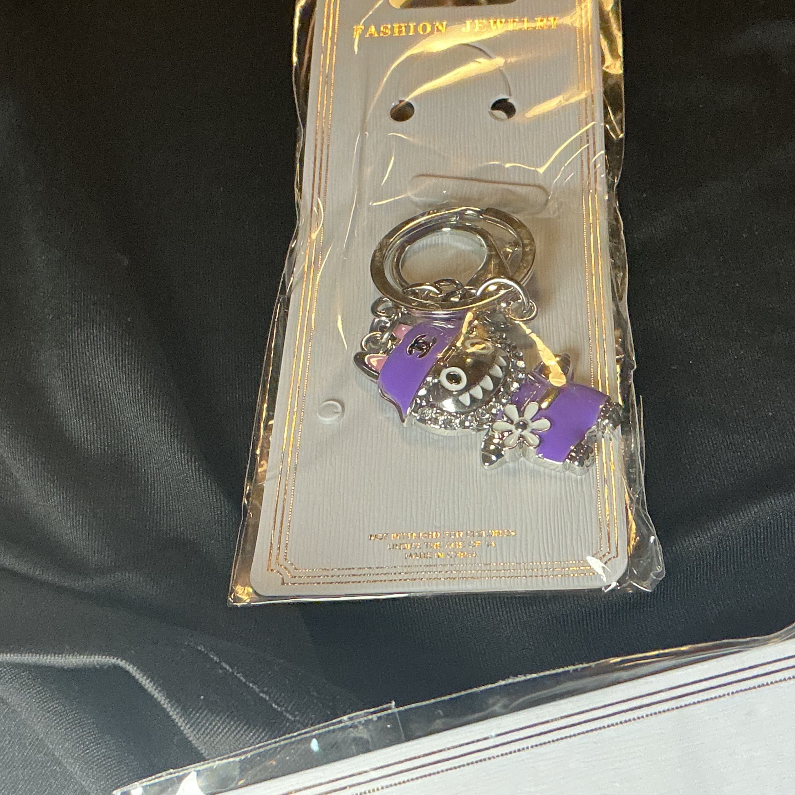 ★ Purple Baseball Player Keychain Silver Hardware Bag Charm New