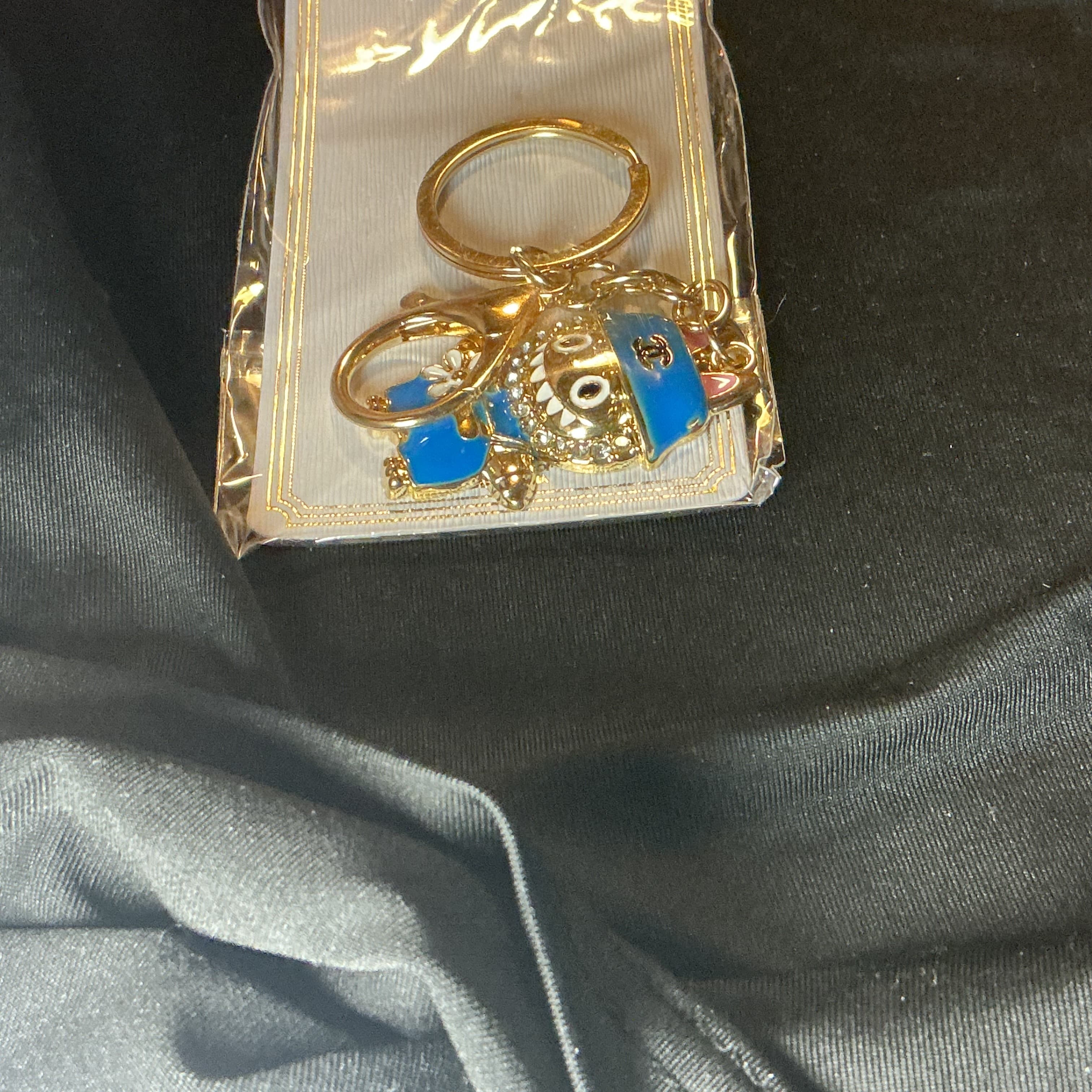 ★ Blue Baseball Player Keychain Gold Hardware Bag Charm New