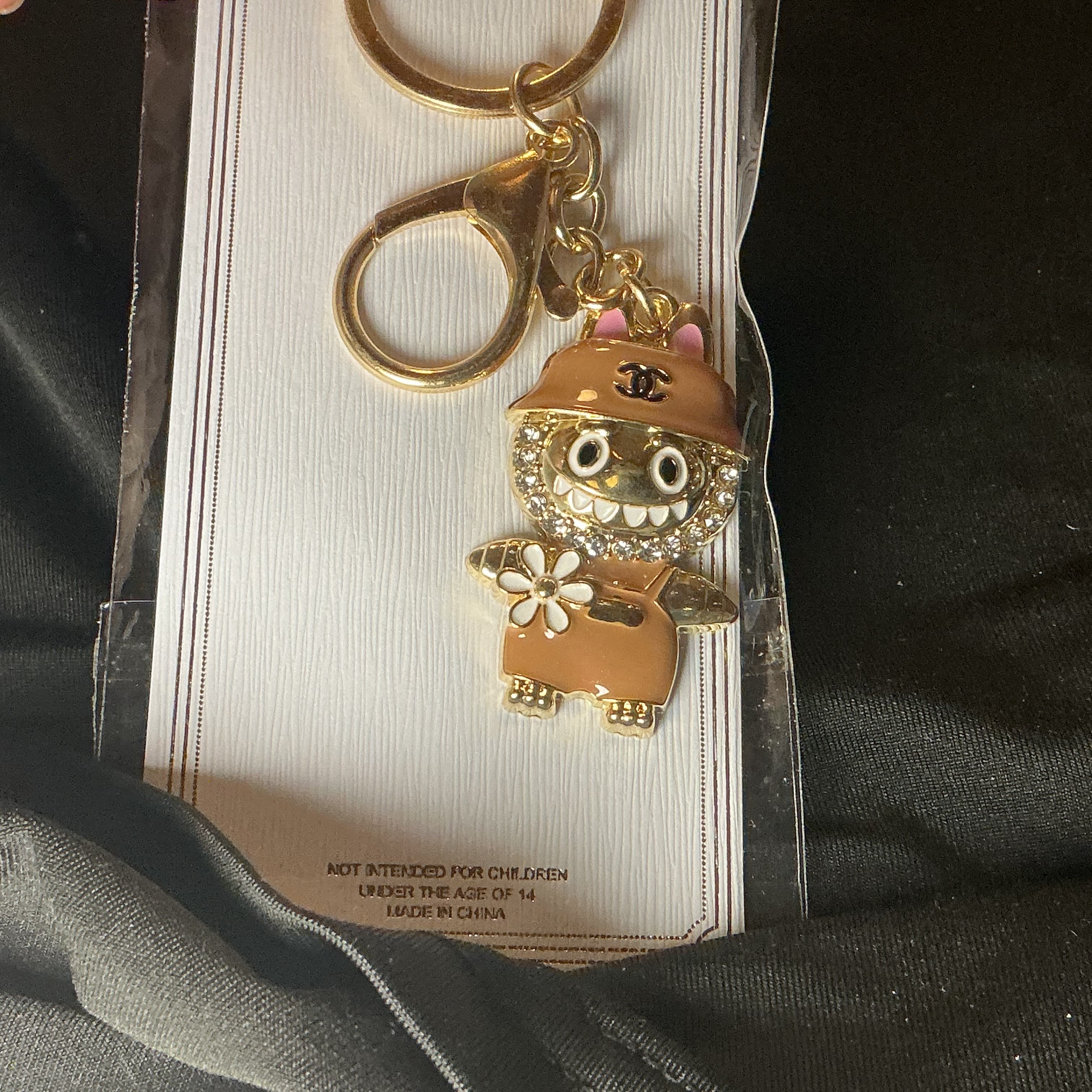★ Tan Baseball Player Keychain Gold Hardware Bag Charm New