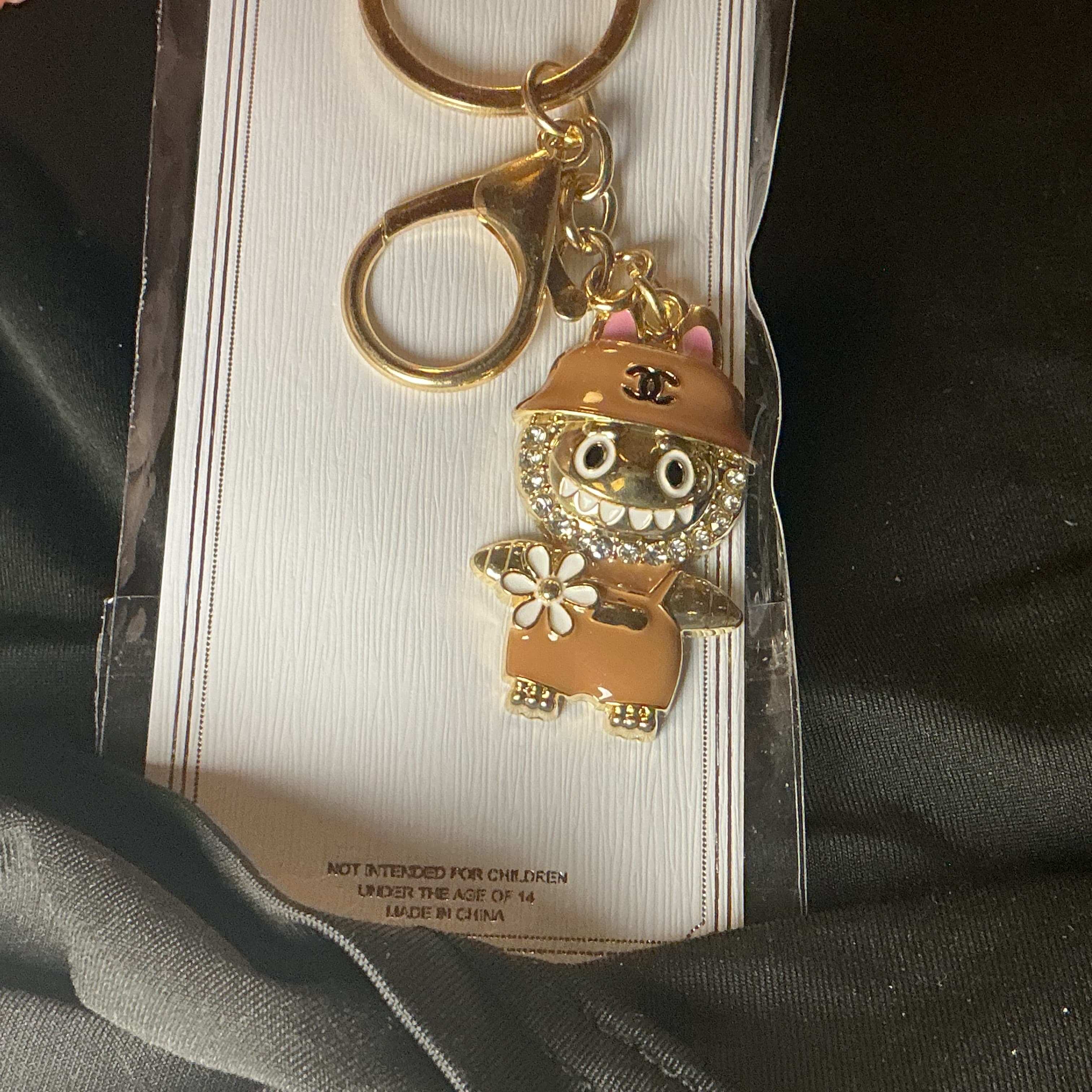 ★ Tan Baseball Player Keychain Gold Hardware Bag Charm New - Thumbnail 2