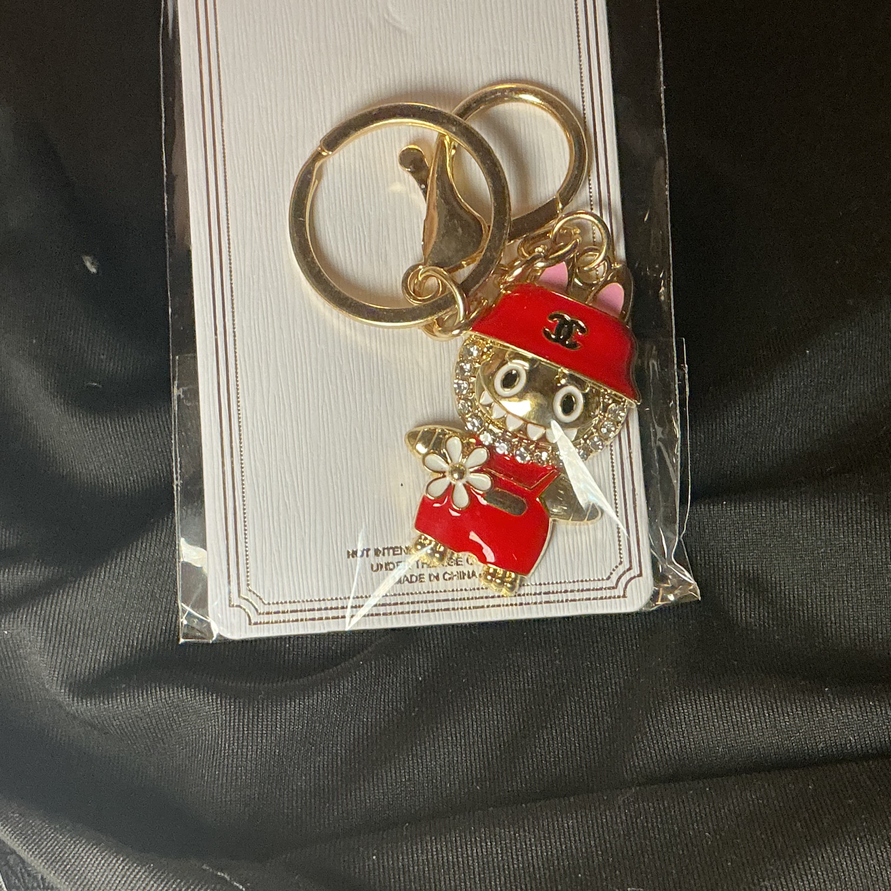 ★ Red Baseball Player Keychain Gold Hardware Bag Charm New