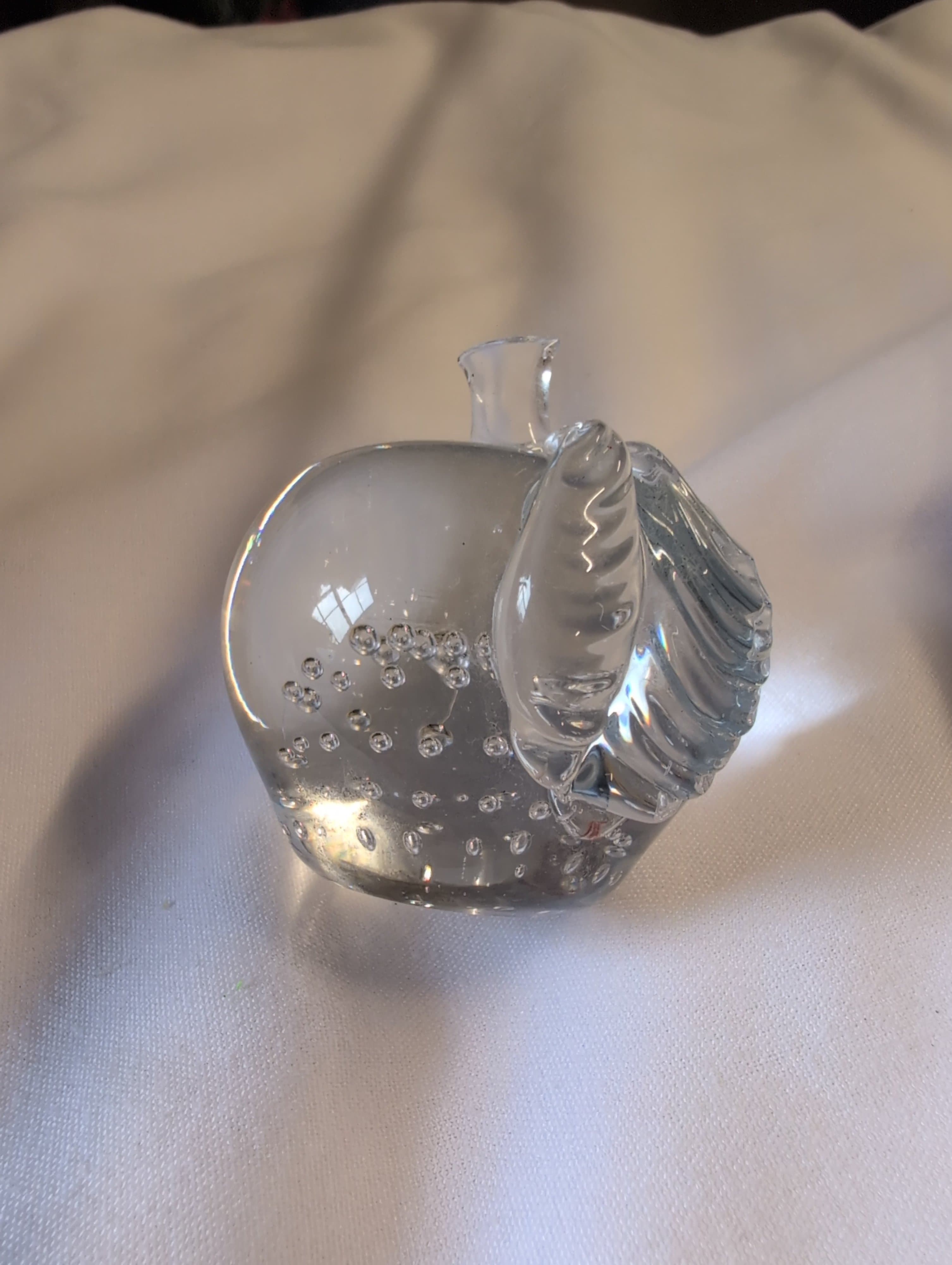 Glass Apple Paperweight with Bubble Design - Thumbnail 2