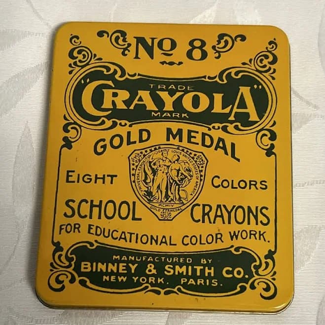 Vintage Crayola No. 8 Gold Medal School Crayons Tin - Thumbnail 9
